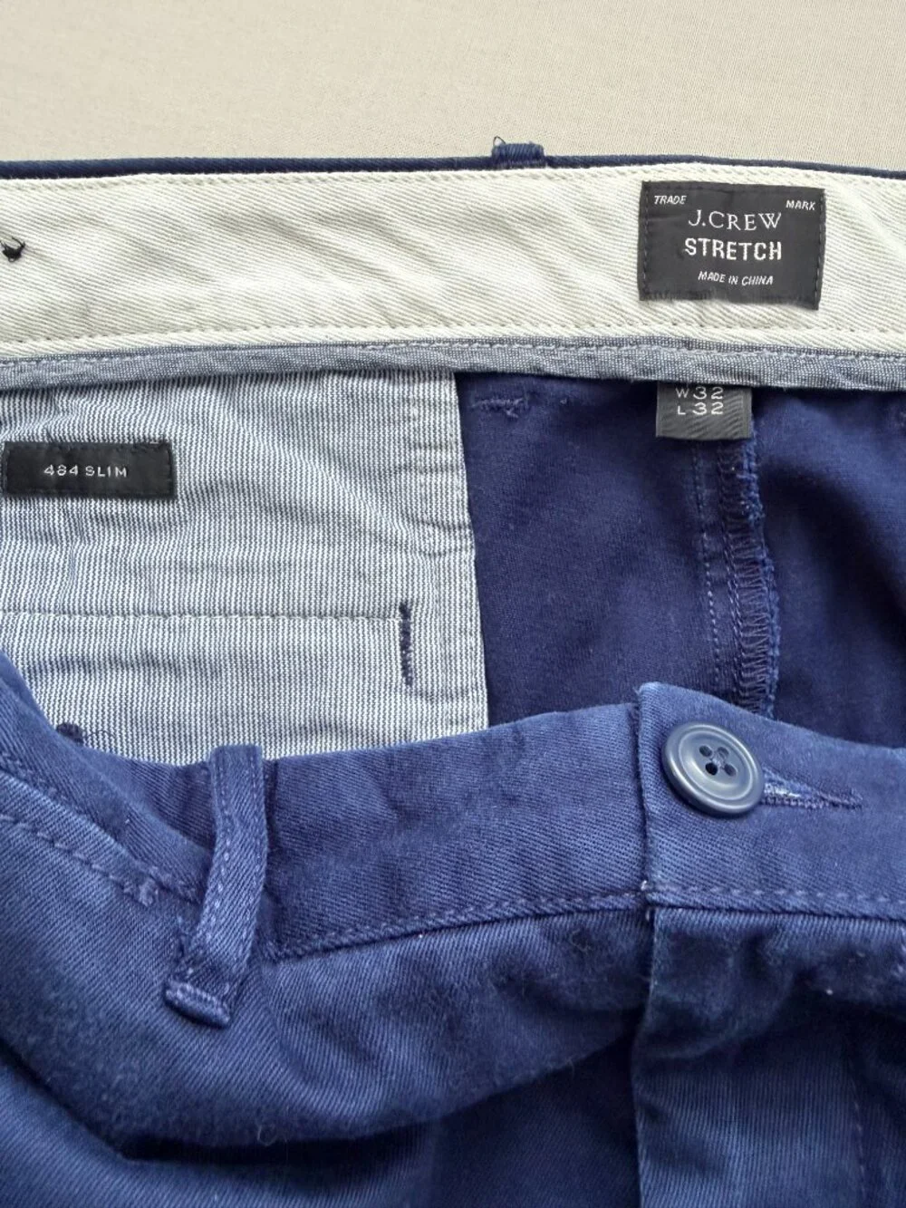 J.Crew 484 Slim Stretch Chino Pants Navy Blue W32 L32 Classic Preppy Mens